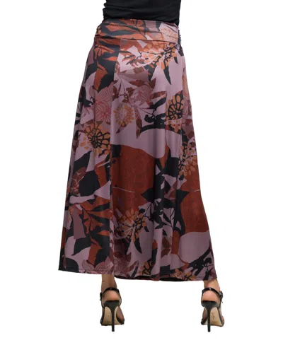 24seven Comfort Apparel Women's Fall Floral Print Maxi Skirt In Multi