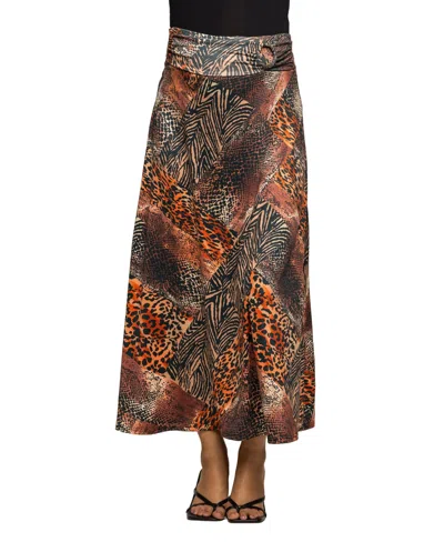 24seven Comfort Apparel Women's Maternity Maxi Skirt In Multi