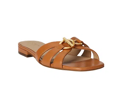 Ralph Lauren Blaike Women's Slip On Slide Sandal In Brown