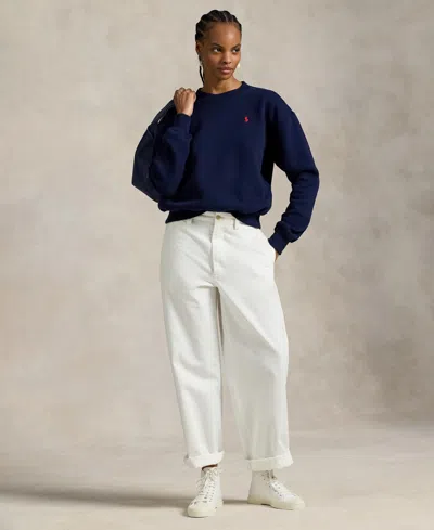 Polo Ralph Lauren Women's Fleece Crew Neck Sweatshirt In Blue