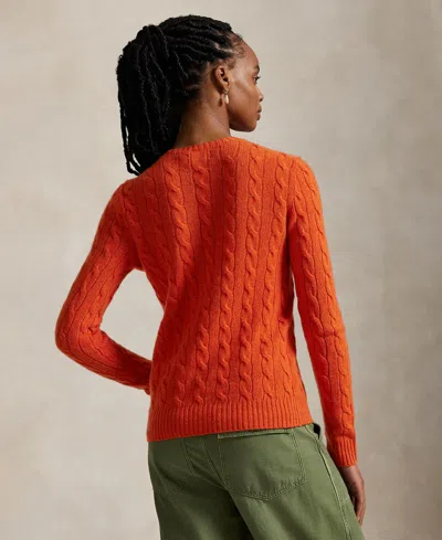 Polo Ralph Lauren Women's Cable Wool-cashmere Crew Neck Sweater In Orange