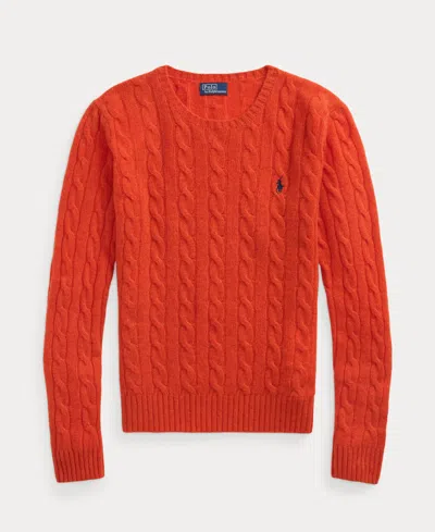 Polo Ralph Lauren Women's Cable Wool-cashmere Crew Neck Sweater In Orange