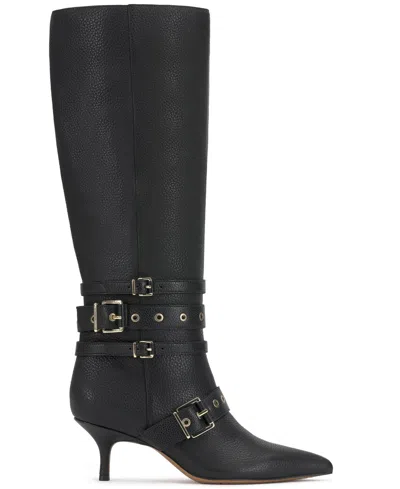 Vince Camuto Women's Tyleen Knee-high Kitten-heel Moto Dress Boots In Black