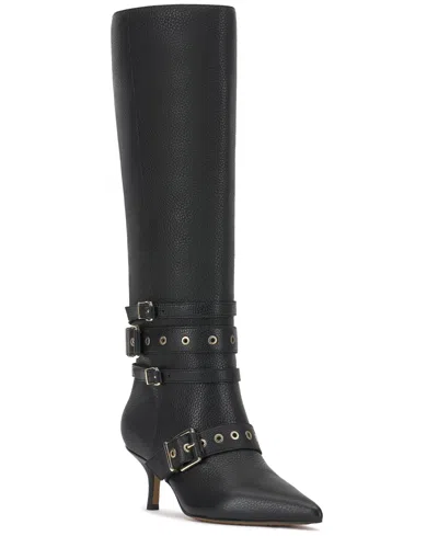 Vince Camuto Women's Tyleen Wide-calf Knee-high Moto Dress Boots In Black