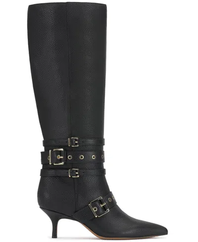 Vince Camuto Women's Tyleen Wide-calf Knee-high Moto Dress Boots In Black