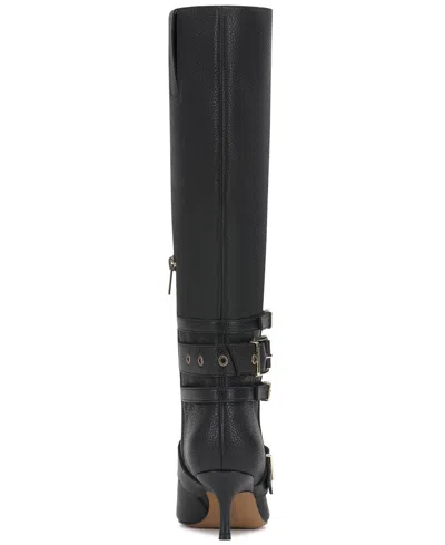 Vince Camuto Women's Tyleen Wide-calf Knee-high Moto Dress Boots In Black