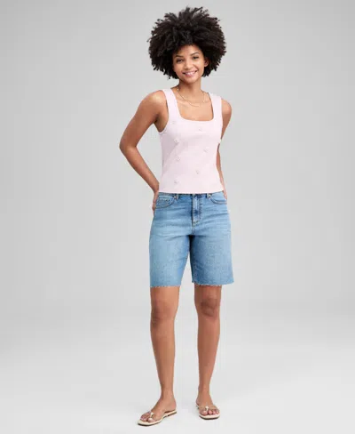 And Now This Petite Embellished Pearl-cluster Tank Top, Macy's Exclusive In Pink