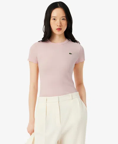 Lacoste Usa Women's Cotton Slim-fit Crewneck Tee In Pink