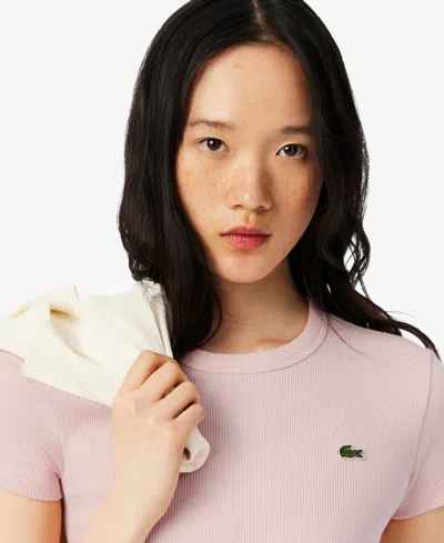 Lacoste Usa Women's Cotton Slim-fit Crewneck Tee In Pink