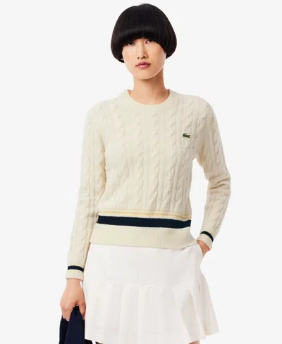 Lacoste Usa Women's Crewneck Tennis Sweater In Brown