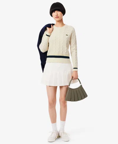 Lacoste Usa Women's Crewneck Tennis Sweater In Brown