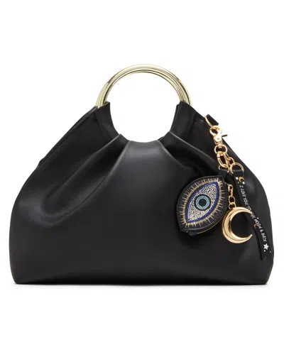 Betsey Johnson Solid Ground Ring Handle Bag In Black