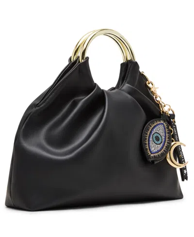 Betsey Johnson Solid Ground Ring Handle Bag In Black