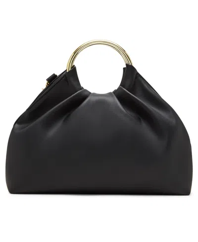 Betsey Johnson Solid Ground Ring Handle Bag In Black