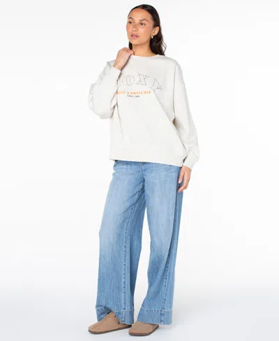 Roxy Women's Morning Hike Crewneck Sweatshirt In White