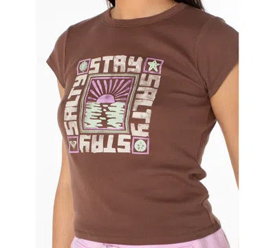 Roxy Women's Stay Salty Block 90s Baby Short-sleeve T-shirt In Brown