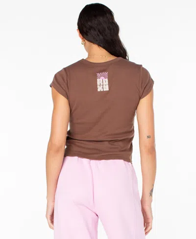 Roxy Women's Stay Salty Block 90s Baby Short-sleeve T-shirt In Brown