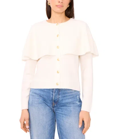 Vince Camuto Women's Long Sleeve Sweater With Shawl In White