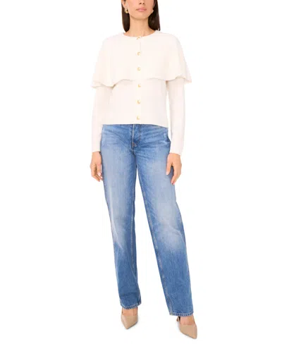 Vince Camuto Women's Long Sleeve Sweater With Shawl In White