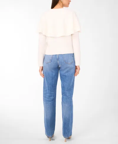 Vince Camuto Women's Long Sleeve Sweater With Shawl In White