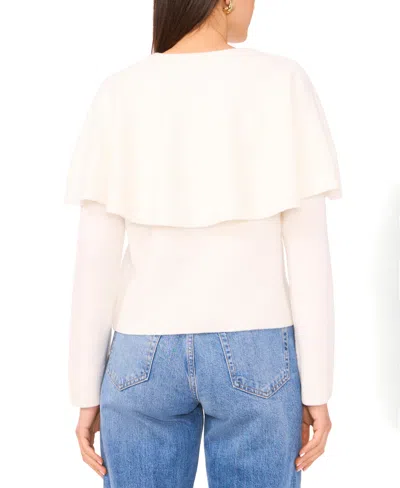Vince Camuto Women's Long Sleeve Sweater With Shawl In White