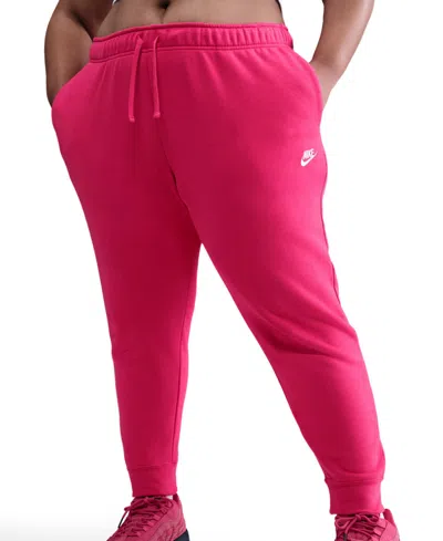 Nike Women's  Sportswear Club Fleece Mid-rise Jogger Pants (plus Size) In Pink