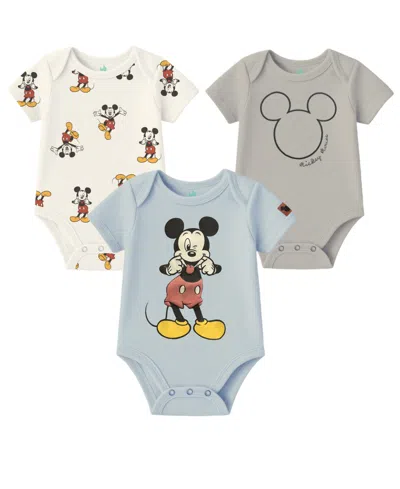 Disney Baby Boys 3-pack Mickey Mouse Short Sleeves Bodysuit Set In Multi