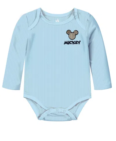 Disney Baby Boys 3-pack Mickey Mouse Printed Long Sleeve Bodysuit Set In Multi
