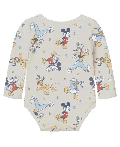 Disney Baby Boys 3-pack Mickey Mouse Printed Long Sleeve Bodysuit Set In Multi