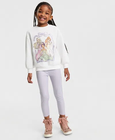 Disney Kate Mack Girls 2t-6x Princess Long-sleeve Top And Metallic Pants, 2-piece Set In White