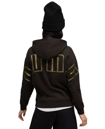 Puma Women's Maximal Metallic Comfort Hoodie In Brown