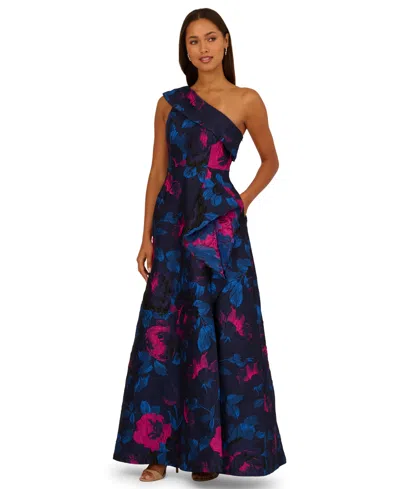 Adrianna Papell Women's One-shoulder Gown In Purple