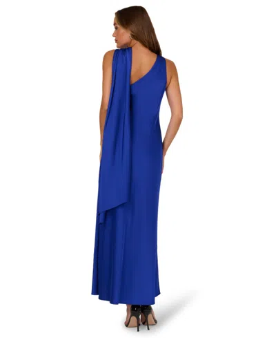 Adrianna Women's Asymmetrical Neck Sleeveless Dress In Blue