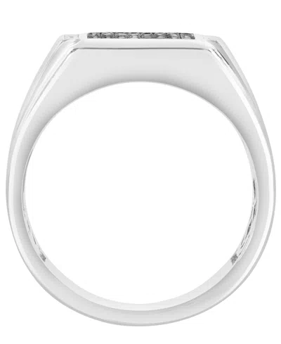 Effy Collection Men's White And Blue Diamond Ring (2/3 Ct. T.w.) In Sterling Silver In Silver