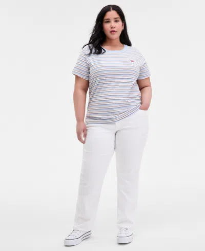Levi's Plus Size Mandy Stripe Perfect T-shirt In Blue