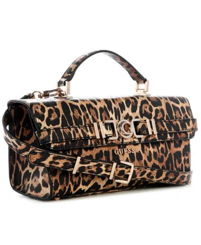 Guess Cirene Top Handle Small Flap Bag In Animal Print
