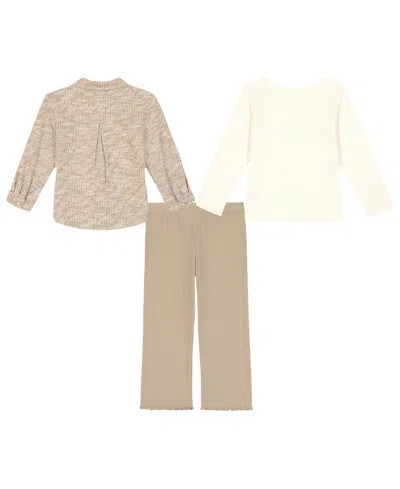 Kids Headquarters Girls' 4-6x Long-sleeve T-shirt, Shacket, And Leggings, 3-piece Set In Multi