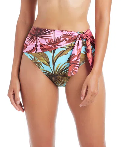 Bleu Rod Beattie Women's Lotus High Waist Tie Detail Swim Bottom In Pink