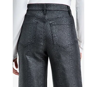 Bar Iii Women's Snakeskin-print High Rise Wide Leg Jeans, Macy's Exclusive In White