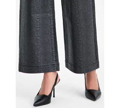 Bar Iii Women's Snakeskin-print High Rise Wide Leg Jeans, Macy's Exclusive In White
