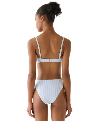 Kate Spade Womens Seamed Underwire Bra Top High Cut Swim Bottoms In Blue