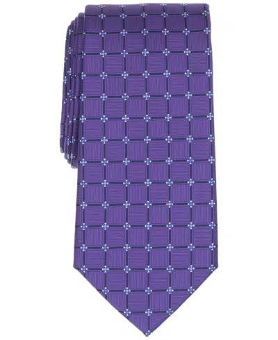 Club Room Men's Meyers Grid Pattern Tie, Macy's Exclusive In Purple