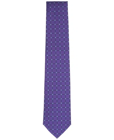 Club Room Men's Meyers Grid Pattern Tie, Macy's Exclusive In Purple