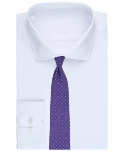 Club Room Men's Meyers Grid Pattern Tie, Macy's Exclusive In Purple