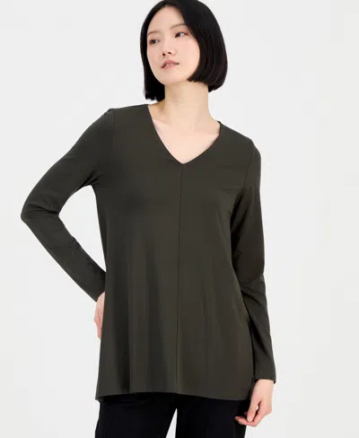 Eileen Fisher Women's V-neck Tunic Top In Green