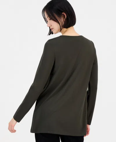 Eileen Fisher Women's V-neck Tunic Top In Green