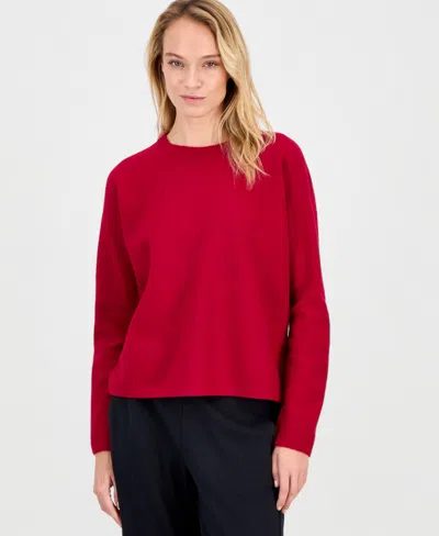 Eileen Fisher Women's Wool Long-sleeve Crewneck Sweater In Red