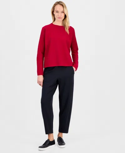 Eileen Fisher Women's Wool Long-sleeve Crewneck Sweater In Red