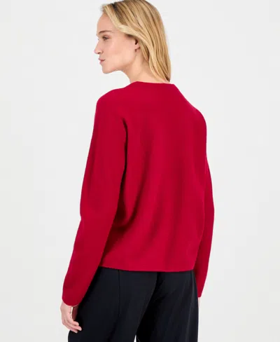 Eileen Fisher Women's Wool Long-sleeve Crewneck Sweater In Red