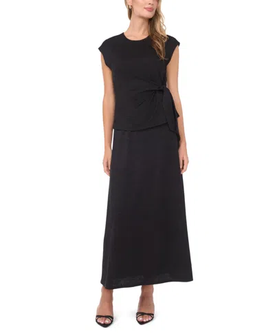 Vince Camuto Women's Drop Shoulder Tank With Front Knot Top In Black